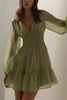Glitter V Neck Long Sleeve Mini Dress