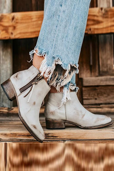 Zipper Low Heel All Season Booties