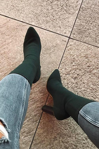 Pointed Toe High Heel Sock Boots