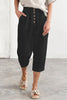 Button Pockets Tapered Leg Pants