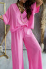 V Neck Bat Blouse Pants Set