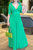 Tie Shoulder Wide Leg Pleated Jumpsuit