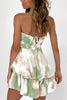 Print Trim Halter Neck Backless Romper