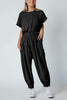 Slit Back Solid Drawstring Jumpsuit