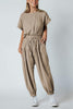 Slit Back Solid Drawstring Jumpsuit