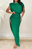 Wrinkled Side Slit Irregular Hem Two Piece Sets