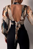 Print Cutout Puff Sleeve Crop Top
