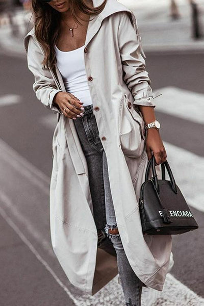 Single Breasted Pocket Belted Trench Coat