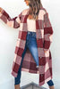 Pocketed Checkered Duster Cardigan