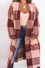 Pocketed Checkered Duster Cardigan