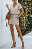 V Neck Pockets Drawstring Romper