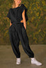 Slit Back Solid Drawstring Jumpsuit