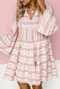 Striped Flares Sleeve Tiered Mini Dress