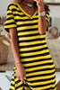 Stripe V Neck Slit Maxi Dress