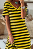 Stripe V Neck Slit Maxi Dress