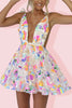Rainbow Sequin Open Back Slip Mini Dress