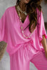 V Neck Bat Blouse Pants Set