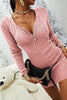 Zipper V Neck Bodycon Sweater Dress