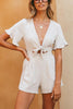 Knot Deep V Neck Short Sleeve Romper