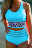 Leopard Mesh Patchwork High Waist Bikini Set