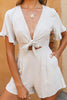 Knot Deep V Neck Short Sleeve Romper
