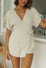 V Neckline Faux Wrap Romper