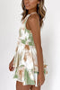 Print Trim Halter Neck Backless Romper