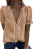 Lace V Neck Puff Short Sleeves Blouses