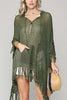 Hollow Tassels Hooede Cover Up