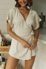 V Neckline Faux Wrap Romper