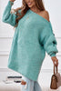 Dew Shoulder Button Slit Sweater