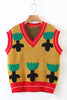 Flower V Neck Sweater Vest