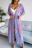Print Drawstring Waist Kimono