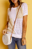 Color Block Eyelet Short Sleeve Sweater