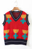 Flower V Neck Sweater Vest