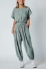 Slit Back Solid Drawstring Jumpsuit