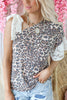 Lace Tie Leopard Short Sleeve T Shirt