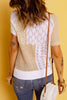 Color Block Eyelet Short Sleeve Sweater