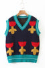 Flower V Neck Sweater Vest