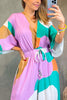 Print V Neck Bat Drawstring Jumpsuits