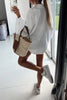 Turndown Collar V Neck Blouse