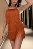 Halter Neck Open Back Tassel Hem Romper