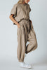 Slit Back Solid Drawstring Jumpsuit