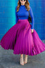 Metallic Pleated Maxi Skirts