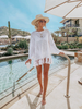 Openwork knit fringed beach smock seaside holiday bikini smock