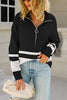 Oversized Stripe Half Zip Sweater