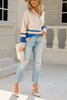 Oversized Stripe Half Zip Sweater