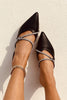 Rhinestone Decor Point Toe Chunky Heeled Mules