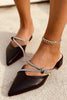 Rhinestone Decor Point Toe Chunky Heeled Mules