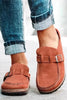 Closed Toe Slip On Slingbacks Nubuck Flat Sandals